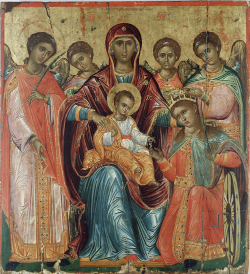 Saint Catherine's Engagement (Klontzas), 1600, Geórgios Klóntzas