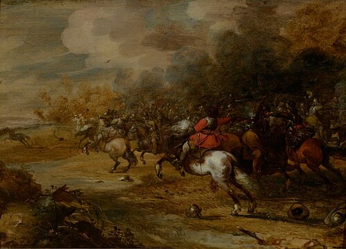 Landscape with a cavalry skirmish, 1663, Pauwel Casteels