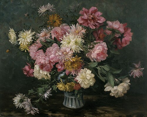 Chrysanthèmes et pivoines, 1895, Emma De Vigne
