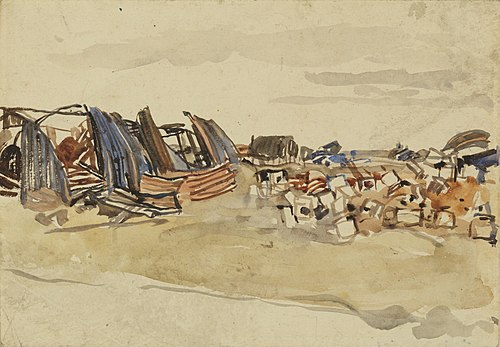 Shelled Nissan Huts, 1918, Frederick Varley