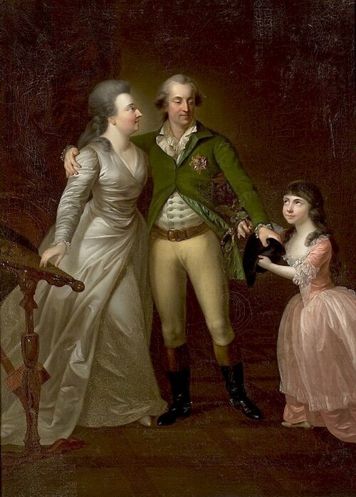 Le duc Charles de Courlande avec sa femme et sa fille., 1856, Jan Nepomucen Bizański