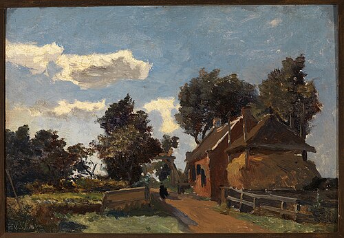 Boerderij met kapberg aan een weg., 1887, Paul Joseph Constantin Gabriël