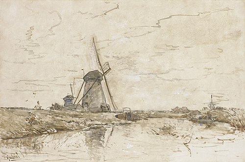 Landscape with windmills, 1890, Paul Joseph Constantin Gabriël