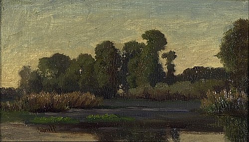 Rivierlandschap met bomen, 1850, Paul Joseph Constantin Gabriël