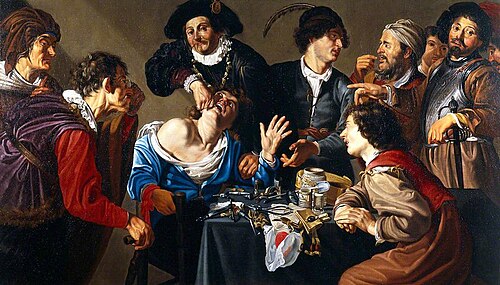 A Troupe of Travelling Performers, including a Toothdrawer, , Theodoor Rombouts
