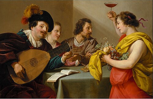 Musical company with Bacchus, 1630, Theodoor Rombouts