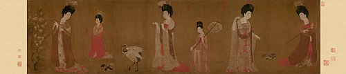 Court Ladies in flowered Headdresses, 750, Zhou Fang