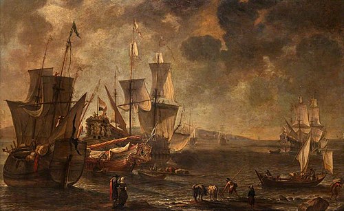 Shipping in a Haven, 1650, Hendrik van Minderhout