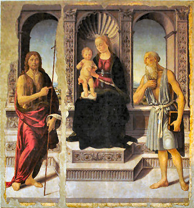 Madonna tra i santi Giovanni Battista e Girolamo, 1450, Biagio di Antonio Tucci