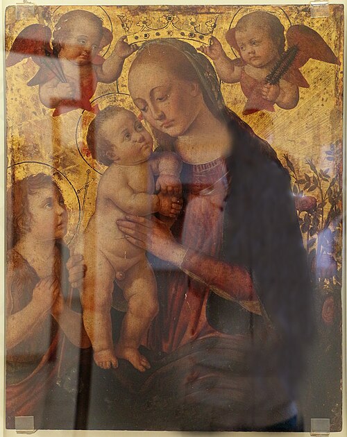 madonna col bambino, s. giovannino e due cherubini coi simboli della passione, , Biagio di Antonio Tucci
