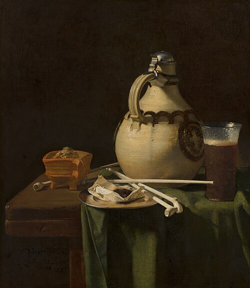 Nature morte avec un pot et des pipes d'argile, 1658, Pieter van Anraedt