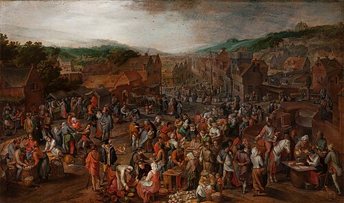 Market in Small Town, 1579, Gillis Mostaert