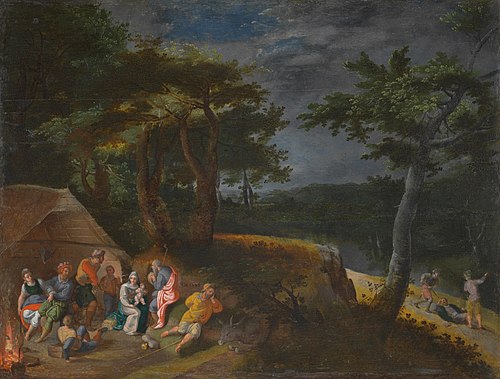 Attack on the Holy Family Resting during their Flight into Egypt, 1598, Gillis Mostaert