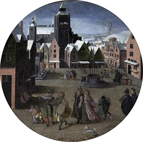 The Four Seasons, Winter: Snow Scene, a Town under Snow, 1600, Abel Grimmer