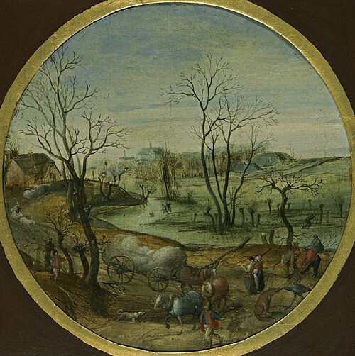 A Winter Landscape with Peasants on a Path, 1579, Abel Grimmer