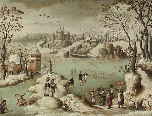 A winter townscape with figures, , Abel Grimmer