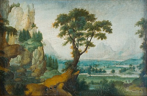 Landschap met jachtpartij, 1600, Abel Grimmer