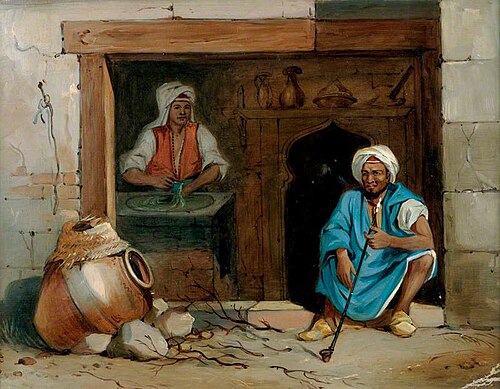 An Egyptian Baker and His Assistant at the Door of a Cake-Shop, 1835, Émile Prisse d'Avennes