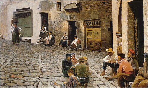 Chattering in Riomaggiore, 1893, Telemaco Signorini