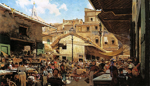 The 'Mercato Vecchio' square in Florence, 1882, Telemaco Signorini