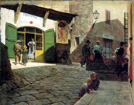 Baker's shop in Settignano, 1882, Telemaco Signorini