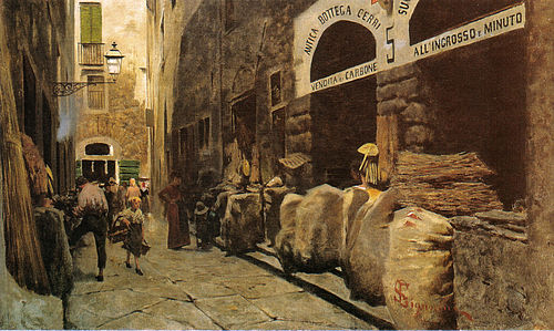 A street of Florence, via del Fuoco (Old Market), 1881, Telemaco Signorini