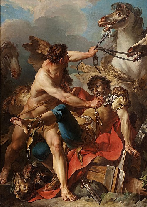 Diomède roi de Thrace, tué par Hercule et dévoré par ses propres chevaux, 1742, Jean-Baptiste Marie Pierre