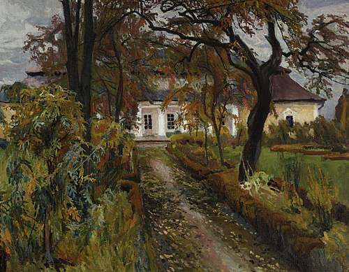Manor house in autumn, 1907, Stanisław Kamocki