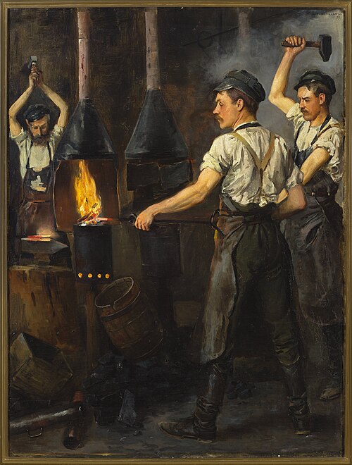 In the smithy, 1899, Stanisław Lentz