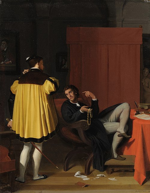 L'Arétin et l'envoyé de Charles Quint, 1848, Jean-Auguste Dominique Ingres