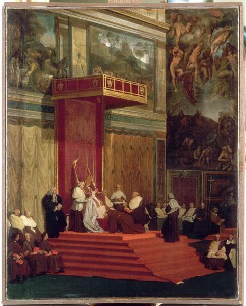 Le Pape Pie VII tenant chapelle, 1819, Jean-Auguste Dominique Ingres