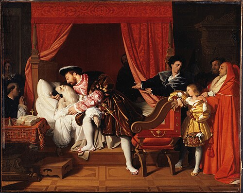 La Mort de Léonard de Vinci, 1818, Jean-Auguste Dominique Ingres