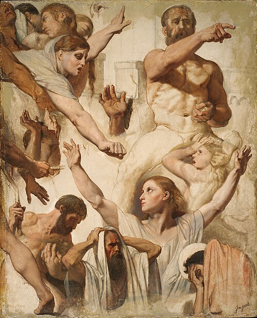 Studies for The Martyrdom of Saint Symphorien (Saint, Mother, and Proconsul), 1833, Jean-Auguste Dominique Ingres