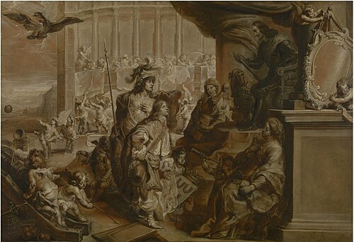 Filips Eugenius, duke of Horne, offers his thesis to the Archduke, 1650, Antoine Sallaert