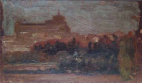 Palácio em Madrid - verso da obra P491, 1896, Eliseu Visconti