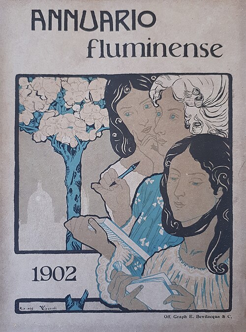 Três figuras femininas - Prova para a capa do Annuário Fluminense 1902, 1901, Eliseu Visconti