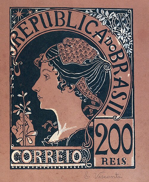 A República - Estudo para selo integrante da coleção vencedora do concurso dos Correios de 1904, 1903, Eliseu Visconti