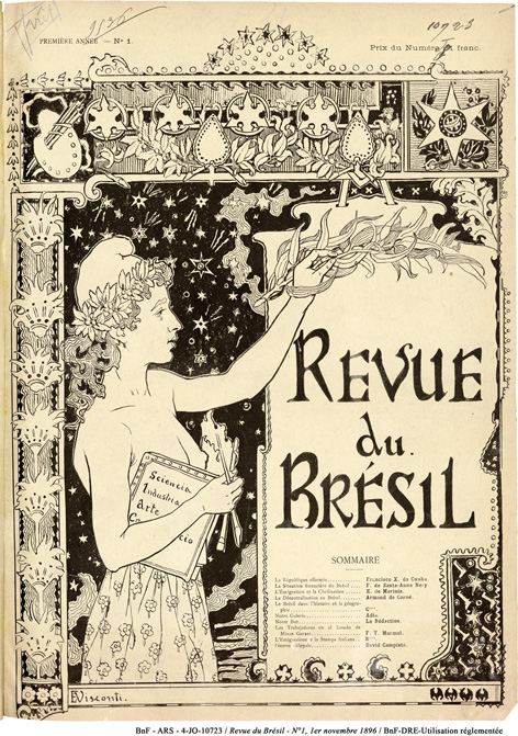 Capa do primeiro número da Revue du Brésil editada em Paris - Novembro de 1896 - Matriz original de , 1896, Eliseu Visconti