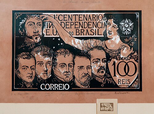 Selo comemorativo do 1º Centenário da Independência - 100 Réis - Estudo para selo, 1921, Eliseu Visconti