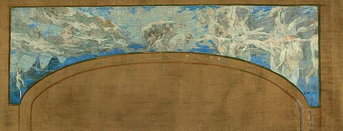 As Nove Musas Recebem as Ondas Sonoras - Estudo para o segundo friso do Proscênio do Theatro Municip, 1934, Eliseu Visconti