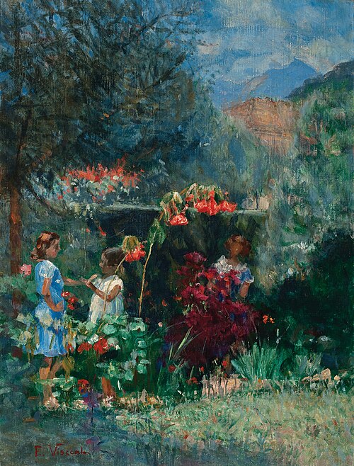 Três meninas no jardim, 1935, Eliseu Visconti
