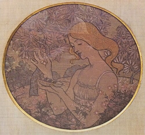 A Primavera - Estudo para prato em cerâmica, 1900, Eliseu Visconti