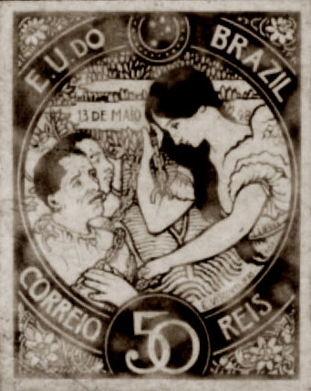 A Lei Áurea - Projeto para selo integrante da coleção vencedora do Concurso dos Correios de 1904, 1903, Eliseu Visconti