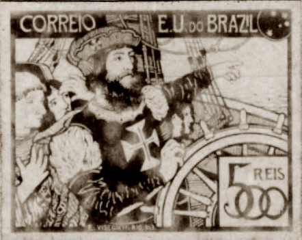 O Descobrimento - Projeto para selo integrante da coleção vencedora do concurso dos Correios de 1904, 1903, Eliseu Visconti