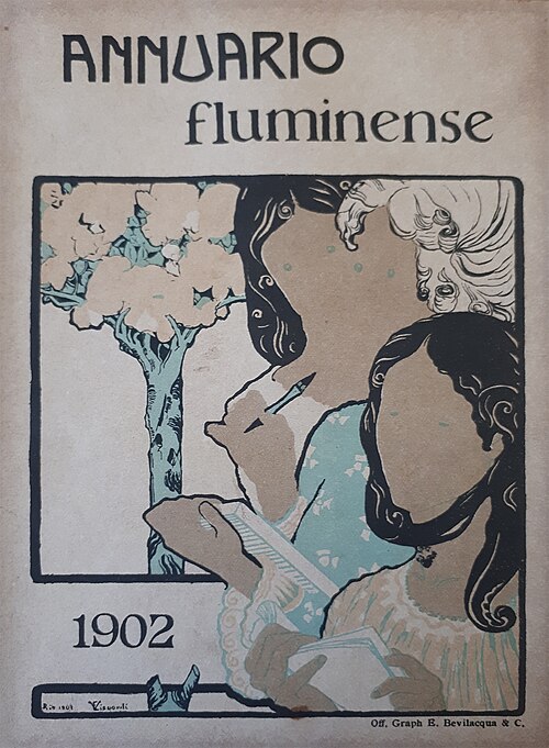 Três figuras femininas - Prova para a capa do Annuário Fluminense 1902, 1901, Eliseu Visconti