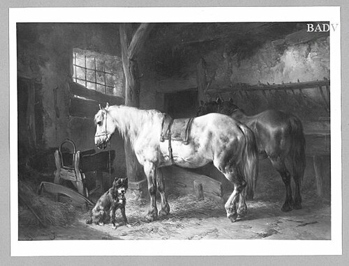 horses in a stable, 1850, Wouterus Verschuur