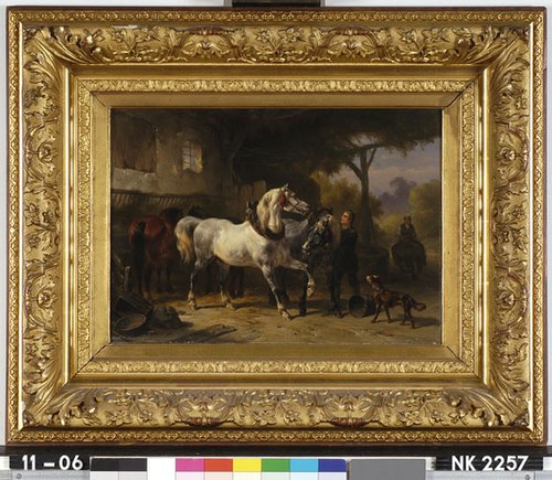 Horses in a stable, 1862, Wouterus Verschuur