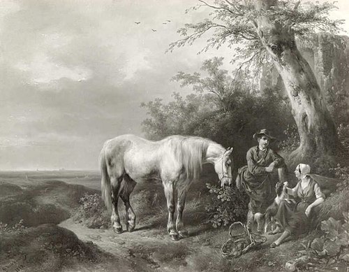 Landscape with white horse, 1848, Wouterus Verschuur