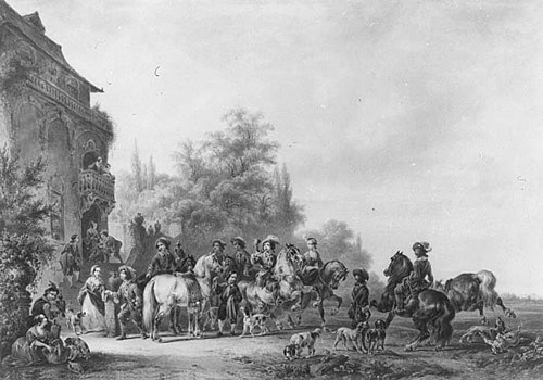 Elegant Company Going Hunting, 1850, Wouterus Verschuur
