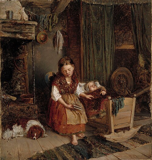 Flicka som insomnat vid daggan, 1866, Karl Emanuel Jansson